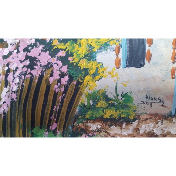 VTG MCM original signed art Idyllic Rustic Cottage Rural Ethnic Boho Eclectic. - Picture 10 of 11